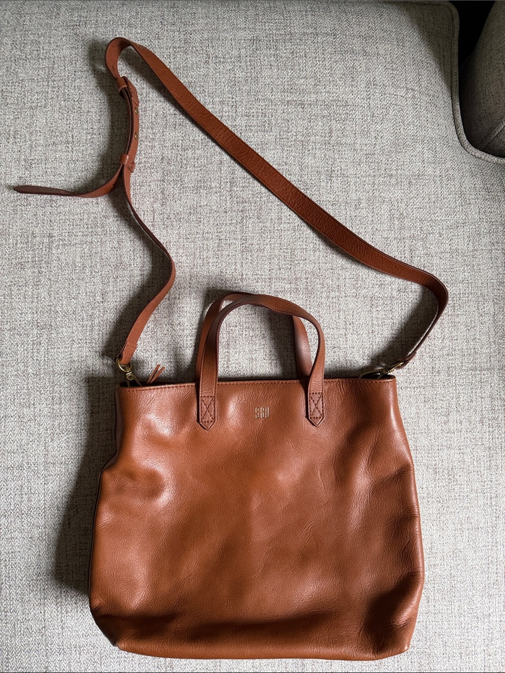 Madewell leather mink zip transport tote